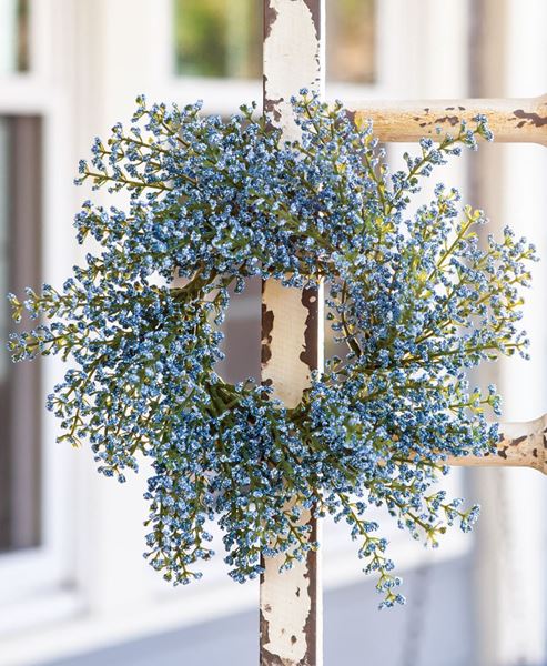 Sky Blue Astilbe Candle Ring | Modern Mini Spring Wreath