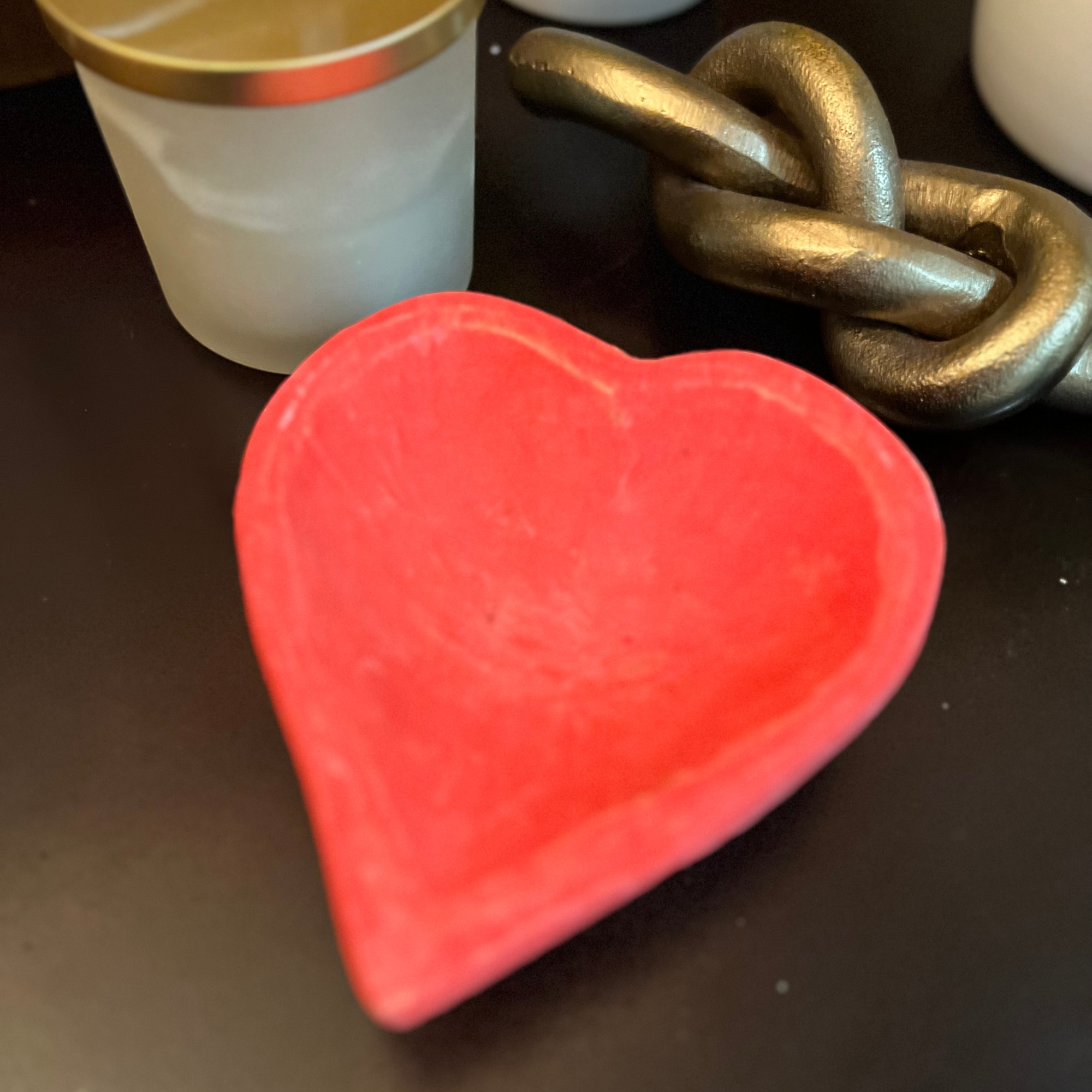 Heart Shape Dough Bowl | Rustic Farmhouse Wooden Heart Bowl for Valentine's Day
