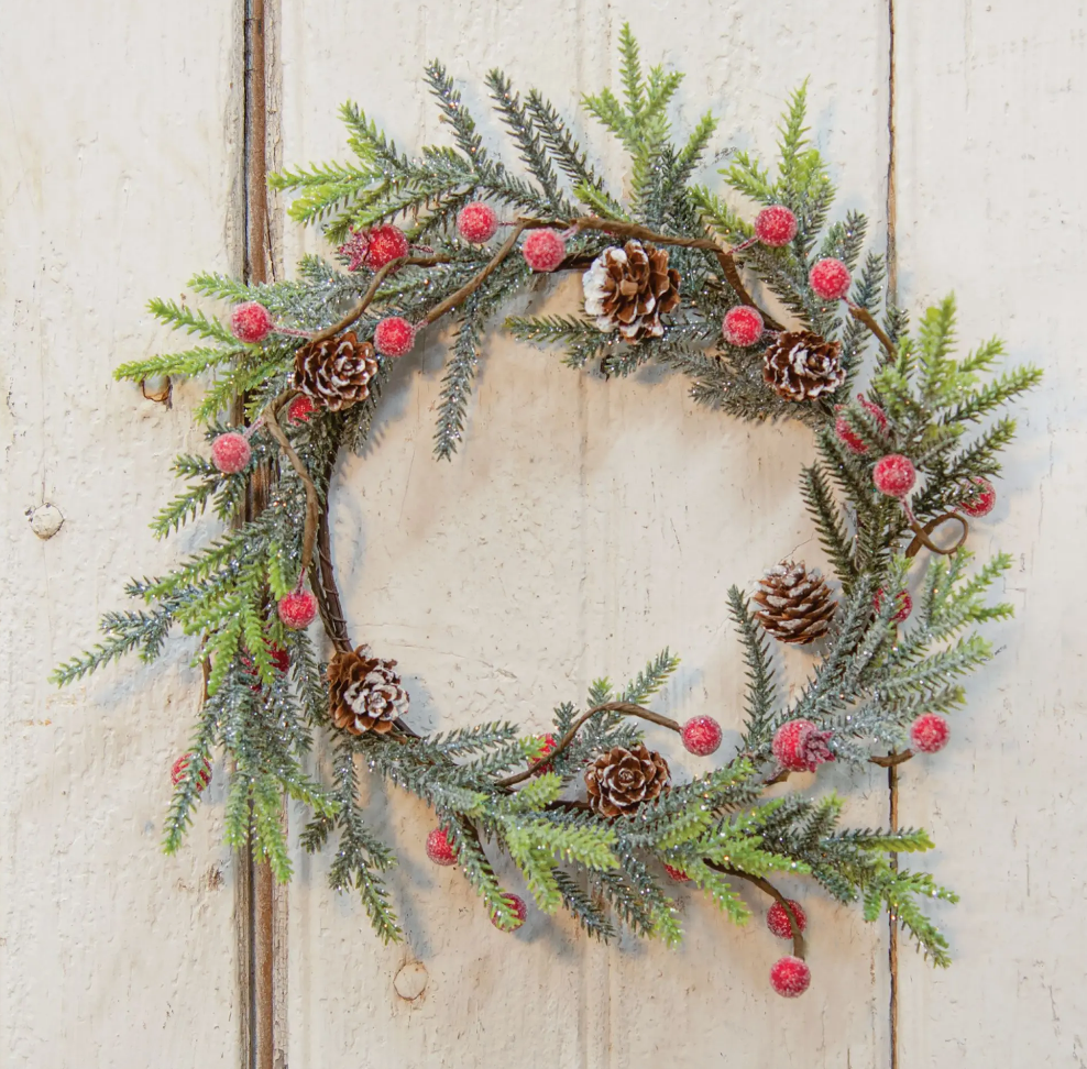Mountain Pine with Berries Ring | Modern 11" Mini Accent Ring Wreath