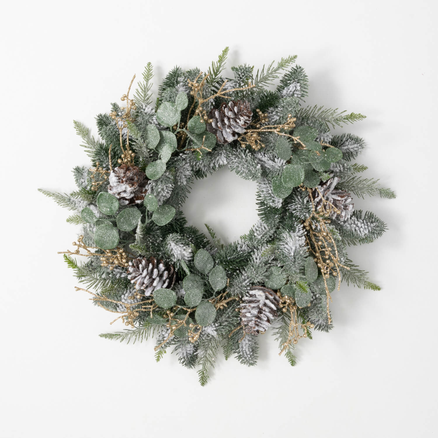 Frosted Pine Eucalyptus Wreath | 24” Contemporary Christmas Wreath