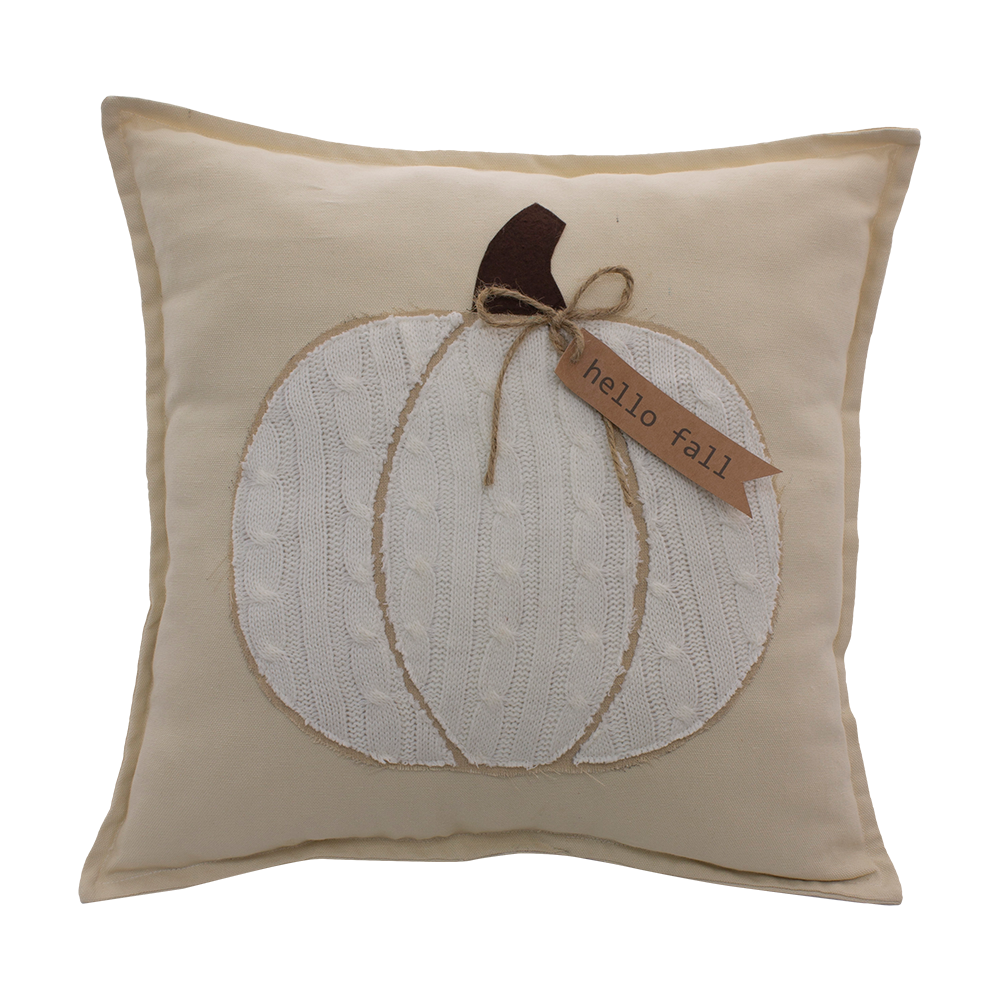 Say Hello to Fall Pumpkin Throw Pillow