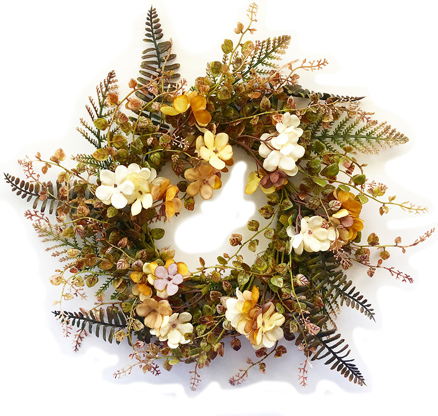 Floral Fall Harvest Fern Mini Wreath | 14" Mini Fall Wreath