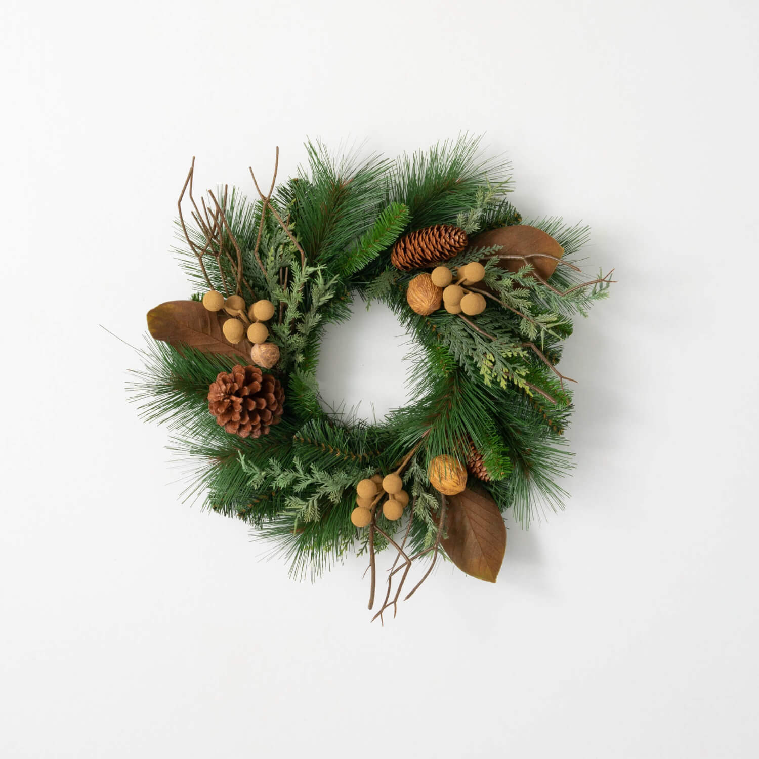 Pine Cone and Nut Winter Mini Wreath | Modern 16.5" Accent Wreath