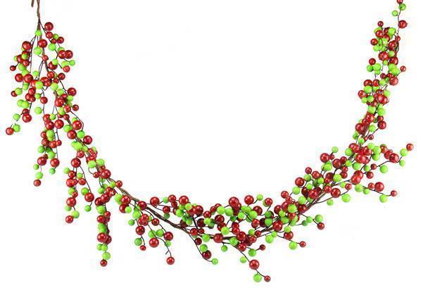 Festive Red and Green Berry Holiday Berry Garland| 6' L Christmas Berry Garland