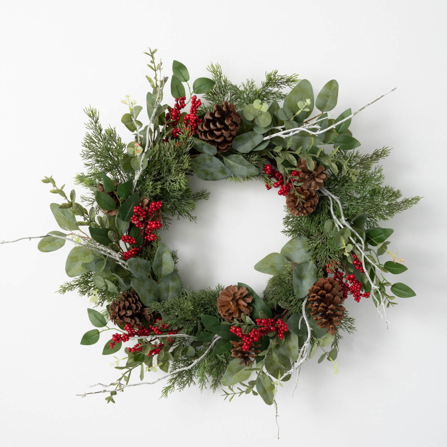 24" Merry Berry & Pine Wreath | Modern Berry & Pine Wreath